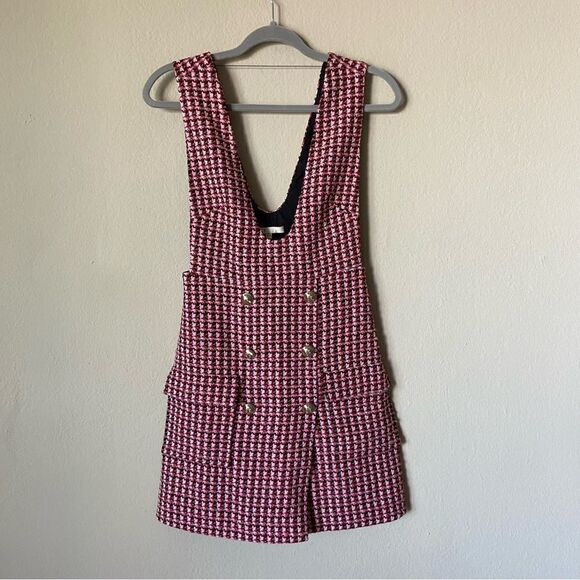 Maje Russi Tweed Mini Pink Dress Fuchsia Size XS - Picture 9 of 15